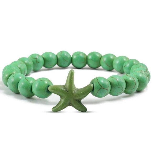 GREEN Marbled Sea StarāBeaded Bracelet OS - Picture 1 of 4